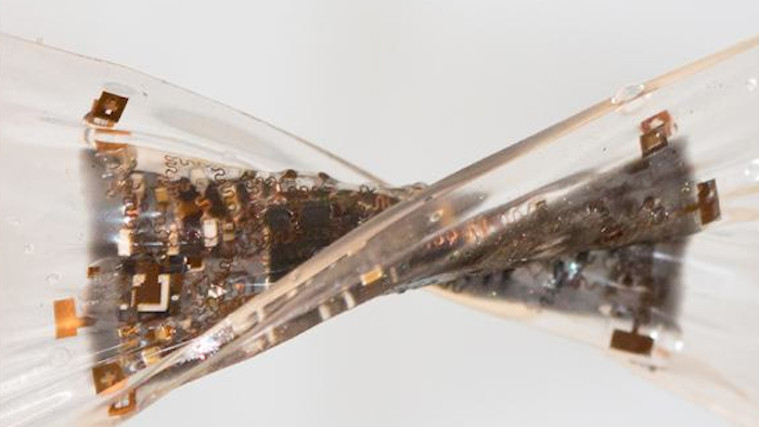 This '3-D stretchable electronic' device can stretch, bend and twist without compromising electronic function.