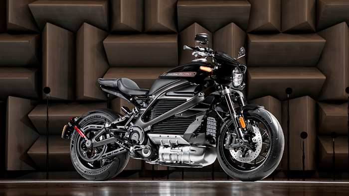 A prototype model of Harley-Davidson's electric motorcycle, LiveWire, the first in a broad, no-clutch 'twist and go' portfolio of electric two-wheelers.