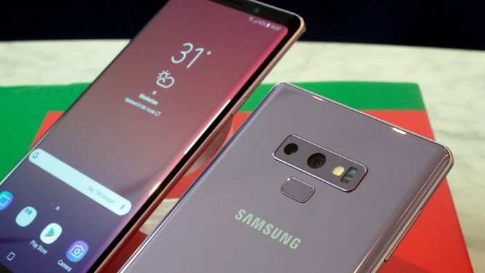 The Samsung Galaxy Note 9 is shown in this photo, in New York, Tuesday, Aug. 7, 2018.