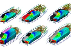 The new software instantly shows stream lines as well as pressure on the surface (color-coded) of interactively deformable shapes.