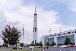 In this July 13, 2018 photo, the last standing Saturn V rocket can be seen at the U.S. Space & Rocket Center in Huntsville, Ala.
