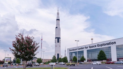 In this July 13, 2018 photo, the last standing Saturn V rocket can be seen at the U.S. Space & Rocket Center in Huntsville, Ala.