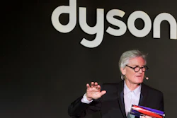 James Dyson unveiling the Dyson Cyclone V10 cord-free vacuum in New York, March 6, 2018.