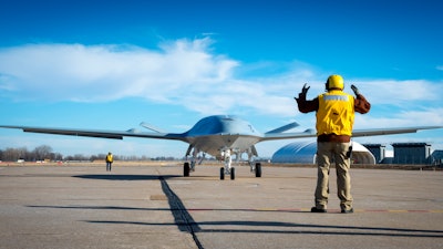 Boeing’s MQ-25 unmanned aerial refueler, known as T1, is currently being tested at Boeing’s St. Louis site.