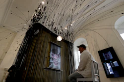 The United States installation 'Face Values' is displayed during a media preview for the London Design Biennale at Somerset House in London, Monday, Sept. 3, 2018.