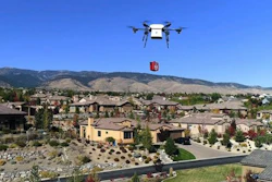 In this Oct. 2017 photo, a Flirtey delivery drone demonstrates the delivery of a defibrillator for cardiac arrest patients in Reno.