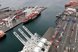This Feb. 23, 2018, file photo shows cargo cranes at the Port of Seattle in Seattle.