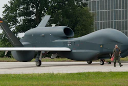 In this Thursday, July 21, 2011 photo a recce drone 'Euro Hawk' is moved at the air base in Manching, Germany.