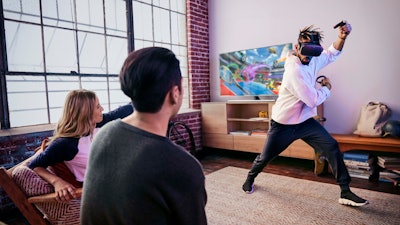 This undated product image provided by Oculus shows the virtual reality headset Quest.