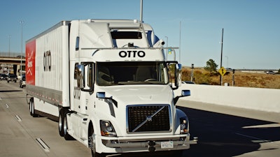 This October 2016 photo provided by Anheuser-Busch shows a self-driving truck that delivers beer in Colorado.