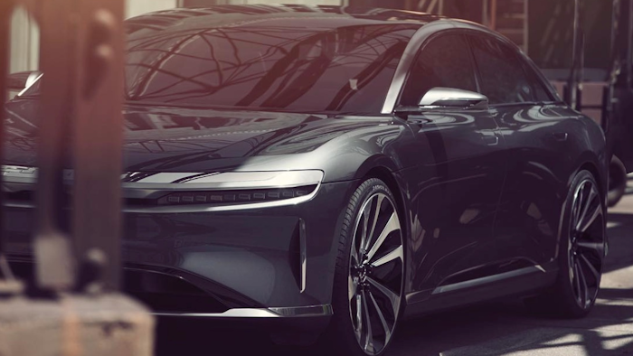 The Lucid Air at Warner Bros. Studios.
