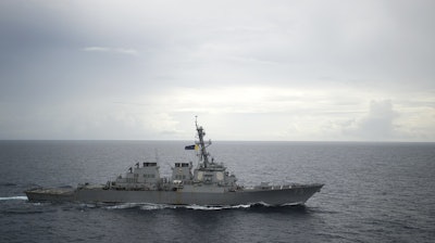 In this Oct. 13, 2016, file photo, guided-missile destroyer USS Decatur (DDG 73) operates in the South China Sea as part of the Bonhomme Richard Expeditionary Strike Group (ESG).