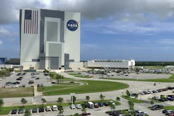This July 14, 2017, photo shows the Vehicle Assembly Building at NASA's Kennedy Space Center in Cape Canaveral, Fla.