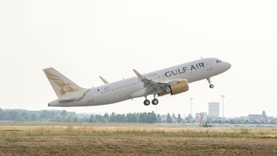 Gulf Air’s first A320neo jetliner, which is powered by CFM LEAP-1A engines.