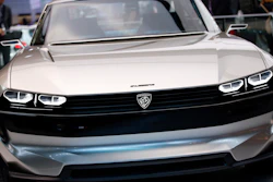 The Peugeot e-legend is on display at the Auto show in Paris, France, Tuesday, Oct. 2, 2018, 2018.