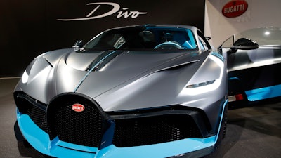 A Bugatti Divo is on display at the Auto show in Paris, France, Wednesday, Oct. 3, 2018, 2018.