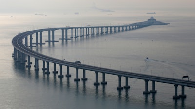 The Hong Kong-Zhuhai-Macau Bridge is seen in Hong Kong, Monday, Oct. 22, 2018.