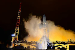 In this photo taken on Thursday, Oct. 25, 2018, a Russian Soyuz-2 booster rocket takes off from the Plesetsk launch facility in northwestern Russia.