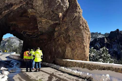 A team from the South Dakota Department of Transportation inspects Hood Tunnel on Needles Highway, just below Sylvan Lake in South Dakota, Monday, Oct. 15, 2018.