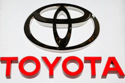 This Feb. 15, 2018, file photo shows a Toyota logo at the Pittsburgh Auto Show.