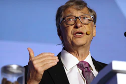 Bill Gates speaks at the Reinvented Toilet Expo in Beijing, Tuesday, Nov. 6, 2018.