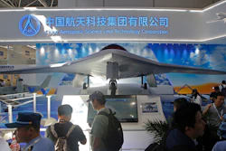 China's new-generation stealth unmanned combat aircraft prototype, the CH-7, is displayed during Airshow China 2018.