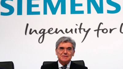 Siemens CEO Joe Kaeser briefs the media during the annual press conference of the company in Munich.