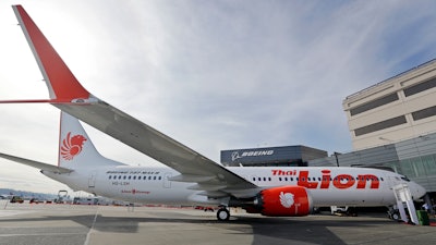 This March 21, 2018, file photo shows Boeing's first 737 MAX 9 jet at the company's delivery center before a ceremony transferring ownership to Thai Lion Air in Seattle.