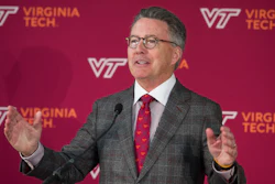 Virginia Tech President Tim Sands speaks at the school's announcement of a 1 million square-foot technology focused campus in Alexandria, Va.