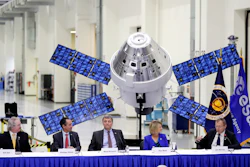 European Space Agency director general Jan Worner, far right, answers questions during a panel discussion with U.S. and European leaders.