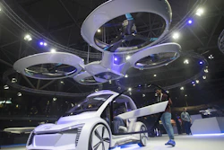 Pop.Up Next, a prototype designed by Audi, Airbus and Italdesign is displayed at the Amsterdam Drone Week, Tuesday, Nov. 27, 2018.