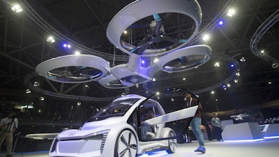 Pop.Up Next, a prototype designed by Audi, Airbus and Italdesign is displayed at the Amsterdam Drone Week, Tuesday, Nov. 27, 2018.