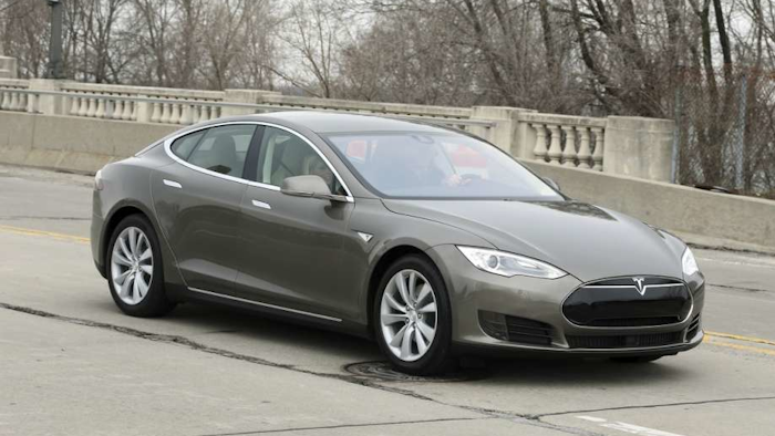The Tesla Model S 70D during a 2015 test drive in Detroit.