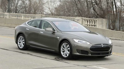 The Tesla Model S 70D during a 2015 test drive in Detroit.