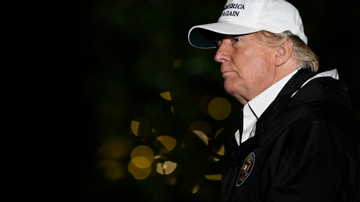 President Donald Trump walks on the South Lawn of the White House in Washington, Thursday, Jan. 10, 2019.