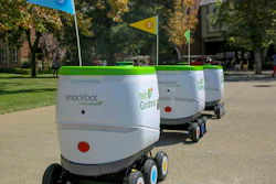 This undated photo provided by PepsiCo shows self-driving robots made by Robby Technologies.