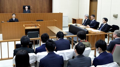 The courtroom ahead of a hearing on the case of Carlos Ghosn at the Tokyo District Court, Tuesday, Jan. 8, 2019.