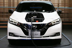 Nissan LEAF e+ on display at the global headquarters of Nissan Motor Co., Ltd. in Yokohama Wednesday, Jan. 9, 2019.