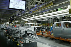 In this March 19, 2018, file photo truck chassis roll down an assembly line at Nissan's Canton, Miss., assembly plant.