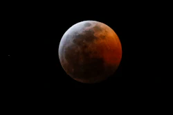 The moon during a total lunar eclipse, seen from Los Angeles, Sunday Jan. 20, 2019.