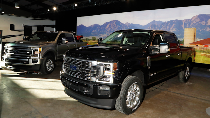 A Ford F250 Super Duty Limited Edition truck is displayed at Eastern Market in Detroit, Wednesday, Jan. 30, 2019.