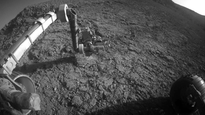 This Jan. 5, 2016, photo shows the tool turret at the end of the the Opportunity rover's robotic arm on the southern side of 'Marathon Valley.'