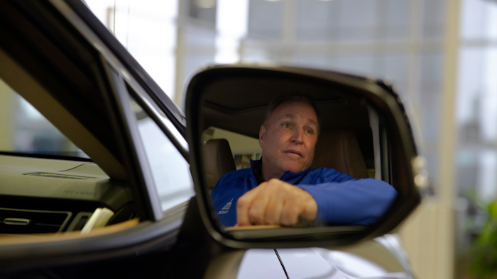 Howard Hakes poses in a 2019 Toyota RAV4 at his dealership in Industry, Calif., Thursday, Feb. 14, 2019.