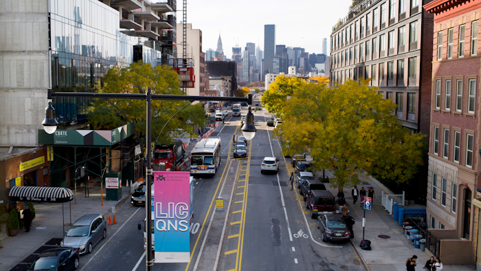 In this Nov. 7, 2018, file photo, traffic moves along 44th Drive in Long Island City in the Queens borough of New York.