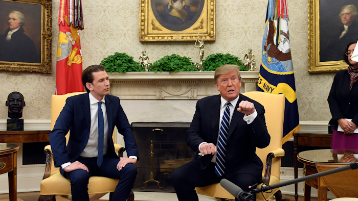 President Donald Trump speaks during his meeting with Austrian Chancellor Sebastian Kurz in the Oval Office, Wednesday, Feb. 20, 2019.
