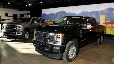 A Ford F250 Super Duty Limited Edition truck is displayed at Eastern Market in Detroit, Wednesday, Jan. 30, 2019.
