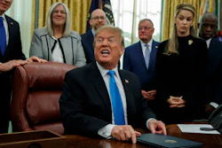 President Donald Trump speaks during a signing event for 'Space Policy Directive 4' in the Oval Office of the White House, Tuesday, Feb. 19, 2019.