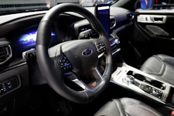 In this Feb. 7, 2019, file photo, a Ford Explorer is displayed during the media preview of the Chicago Auto Show.