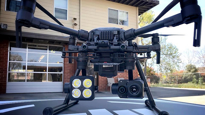 This 2018 photo shows a DJI drone with a thermal-imaging camera designed by FLIR Systems in Menlo Park, Calif.