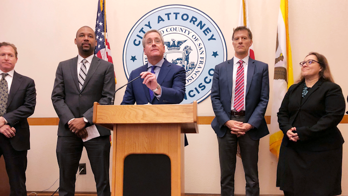 San Francisco City Attorney Dennis Herrera at a City Hall news conference Tuesday, March 19, 2019.